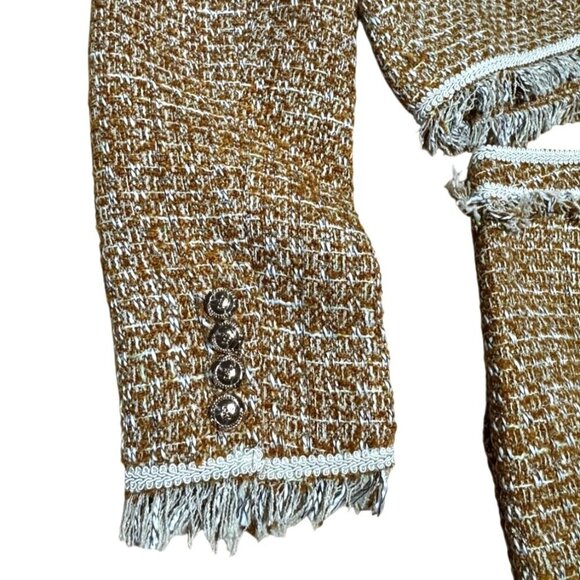 Walter Baker Set Laken Sz 10 Gingham Shorts & XL Jacket Honey Tweed Boucle NWT - Picture 7 of 10